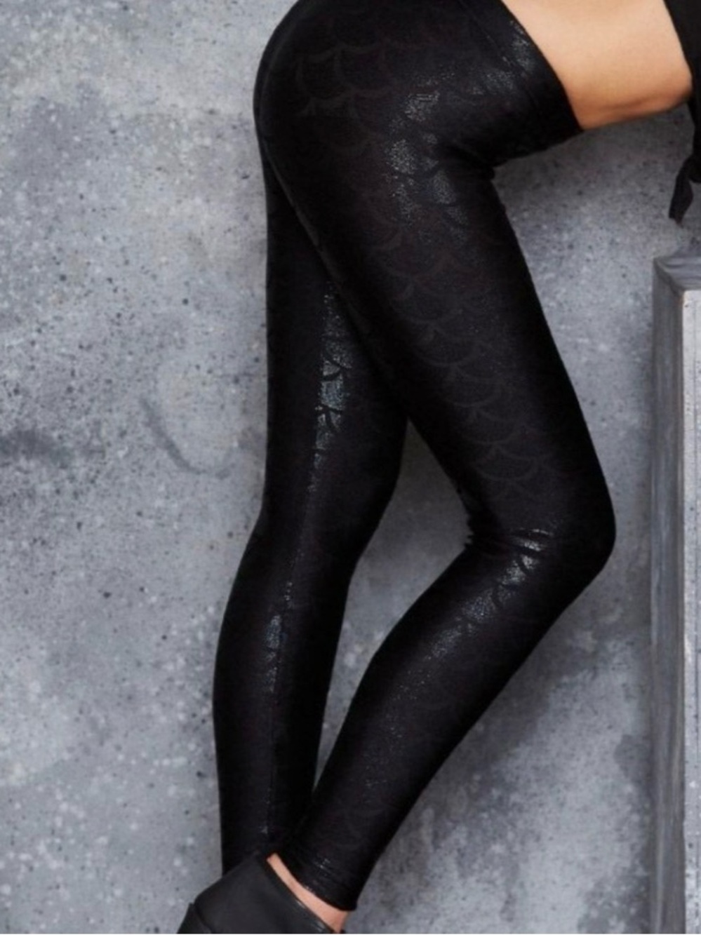 Black Milk Mermaid Scale Leggings Black Shiny High Waisted
